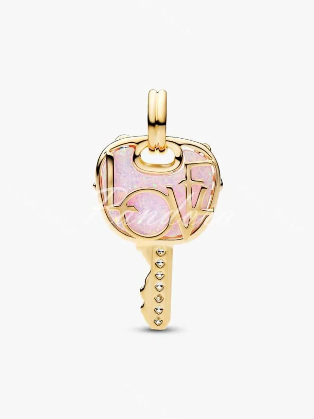 Pandora Opalescent Pink Love Key Large Dangle Charm